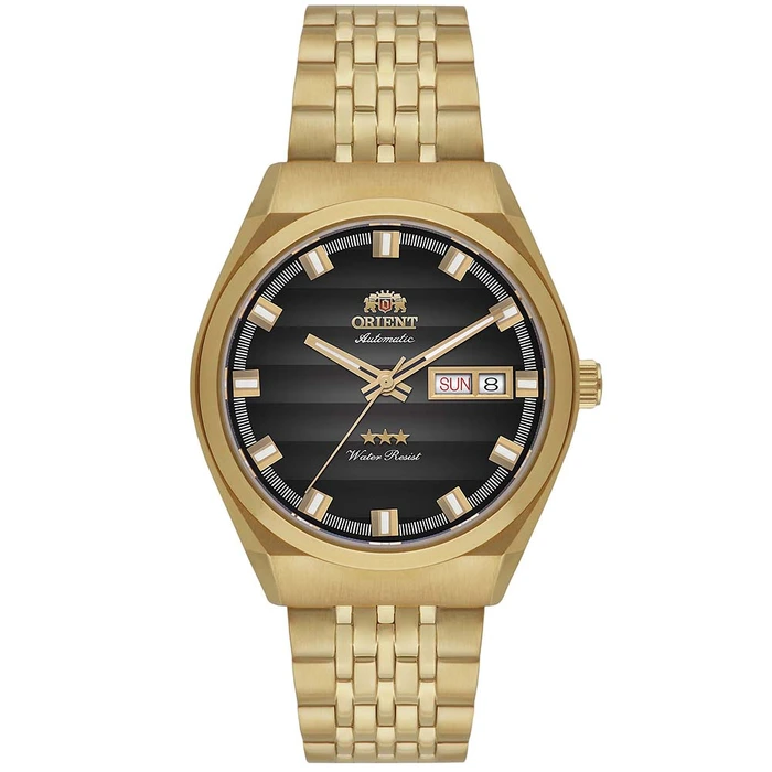 Orient 3 Estrelas Automático Heritage Dourado YN6GG014 Preto