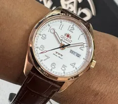 Orient 3 Estrelas Automático Elegance Rose Gold YN6RC006 Branco - imagem 1
