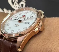 Orient 3 Estrelas Automático Elegance Rose Gold YN6RC006 Branco - imagem 3