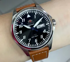 Orient 3 Estrelas Automático Sports Air Pilot YN6SC010 preto - imagem 1