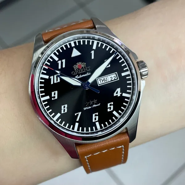 Orient 3 Estrelas Automático Sports Air Pilot YN6SC010 preto