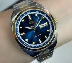 Orient 3 Estrelas Automático Heritage Dourado YN6TT004 Azul - imagem 2