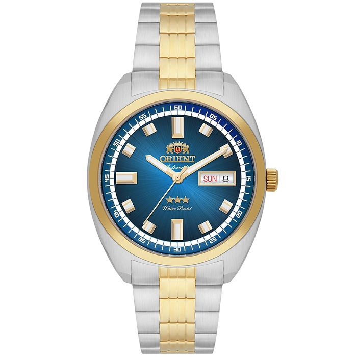 Orient 3 Estrelas Automático Heritage Dourado YN6TT004 Azul