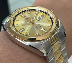 Orient 3 Estrelas Automático Heritage Dourado YN6TT004 Azul - imagem 3