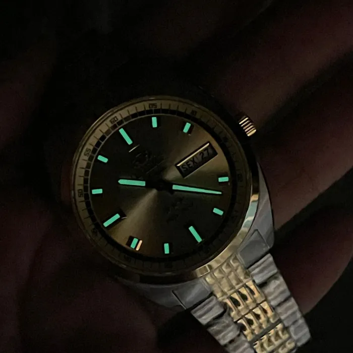 Orient 3 Estrelas Automático Heritage Dourado YN6TT004 Azul