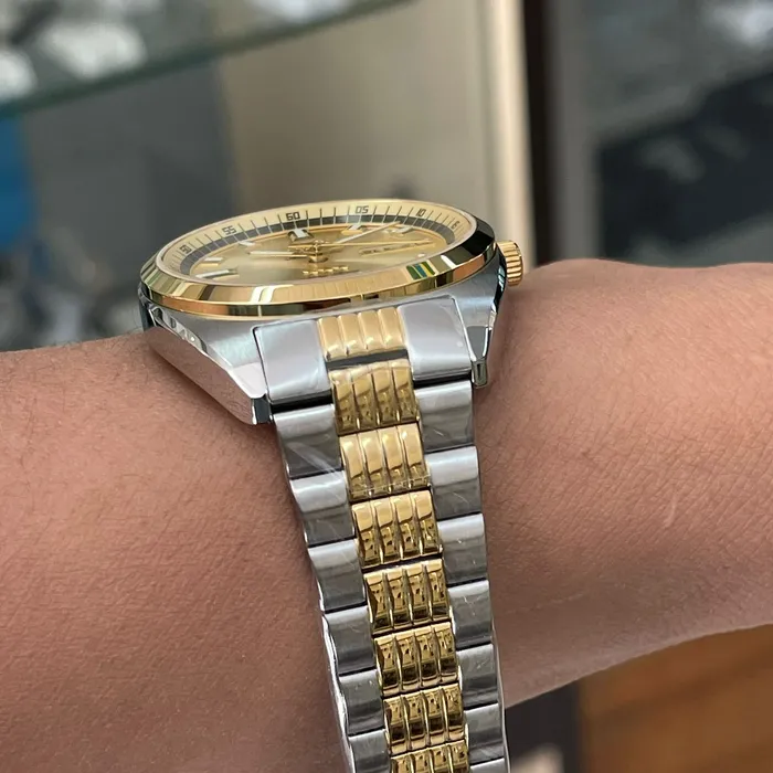 Orient 3 Estrelas Automático Heritage Dourado YN6TT004 Azul