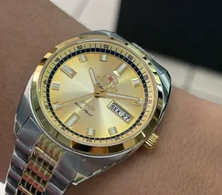 Orient 3 Estrelas Automático Heritage Dourado YN6TT004 Azul - imagem 5