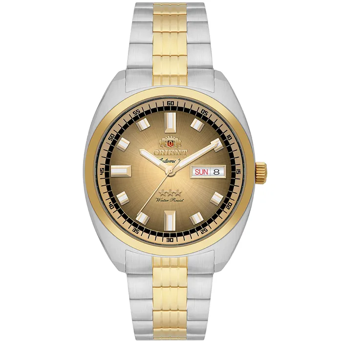 Orient 3 Estrelas Automático Heritage Dourado YN6TT004 Azul
