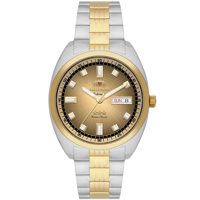 Orient 3 Estrelas Automático Heritage Dourado YN6TT004 Azul