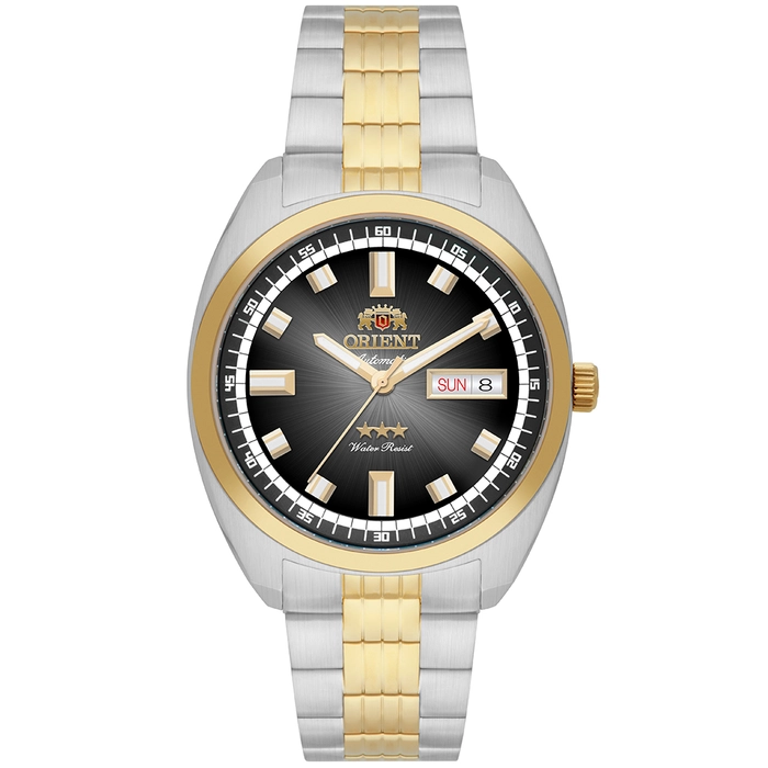 Orient 3 Estrelas Automático Heritage Dourado YN6TT004 Preto