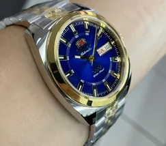 Orient 3 Estrelas Automático Heritage Dourado YN6TT005 Azul - imagem 4