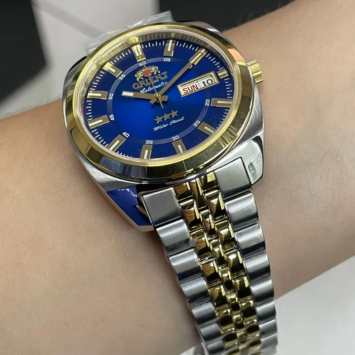 Orient 3 Estrelas Automático Heritage Dourado YN6TT005 Azul