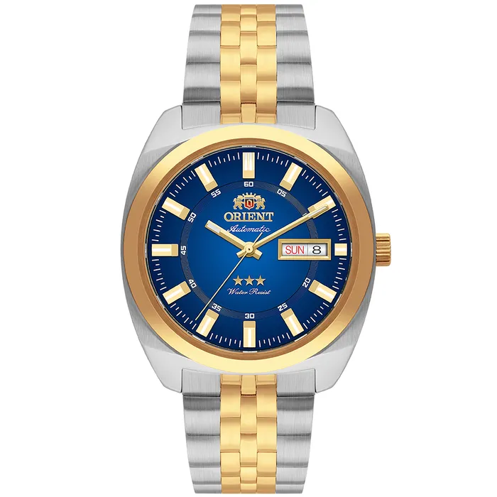 Orient 3 Estrelas Automático Heritage Dourado YN6TT005 Azul