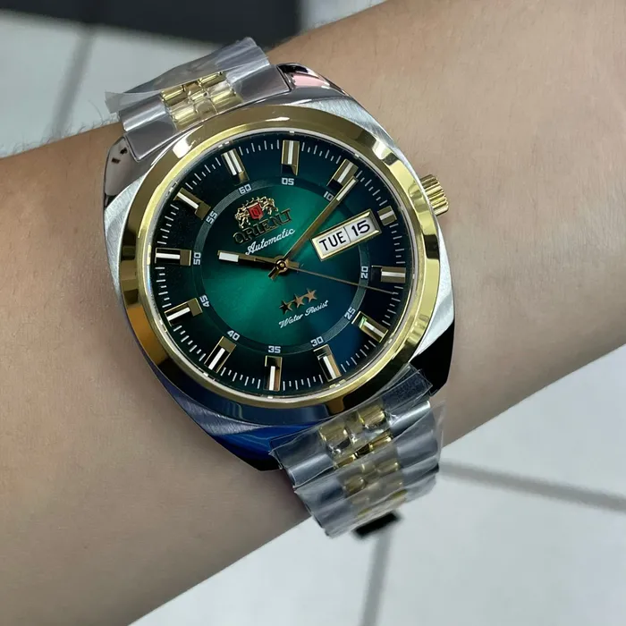 Orient 3 Estrelas Automático Heritage Dourado YN6TT005 Verde