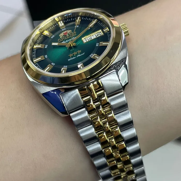 Orient 3 Estrelas Automático Heritage Dourado YN6TT005 Verde