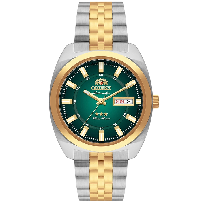 Orient 3 Estrelas Automático Heritage Dourado YN6TT005 Verde