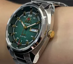 Orient 3 EStrelas Automático Classico NH3SS006 Verde - imagem 3