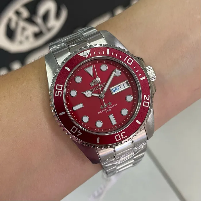 Relógio Orient 3 Estrelas Automático NH3SS009 Vermelho 42mm | Taniguchi Relógios