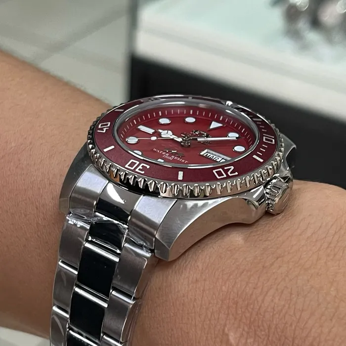 Relógio Orient 3 Estrelas Automático NH3SS009 Vermelho 42mm | Taniguchi Relógios