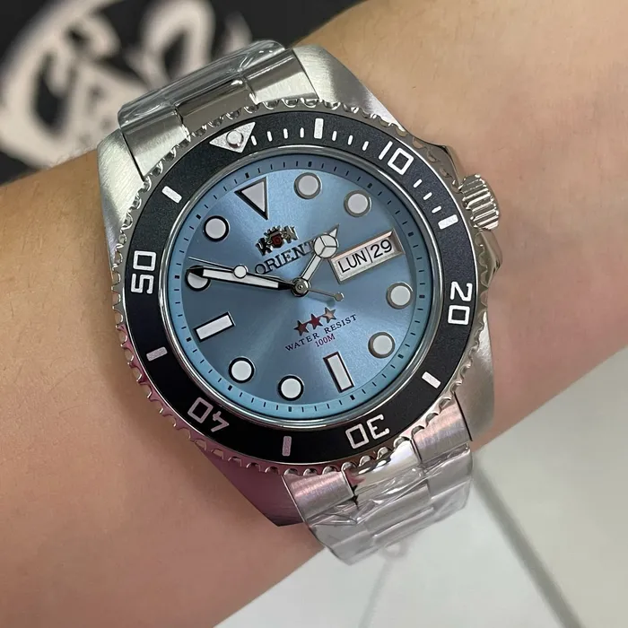 Relógio Orient 3 Estrelas Automático NH3SS010 Azul Celeste 42mm | Taniguchi Relógios
