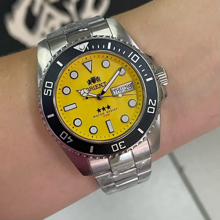 Orient 3 EStrelas Automático Sports (submariner) NH3SS011 amarelo