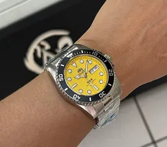 Orient 3 EStrelas Automático Sports (submariner) NH3SS011 amarelo - imagem 6