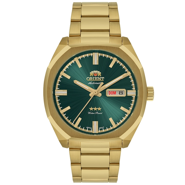 Orient 3 EStrelas Automático Dourado Classico NH3GG008 Verde