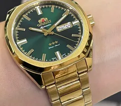 Orient 3 EStrelas Automático Classico NH3GG008 Verde - imagem 5