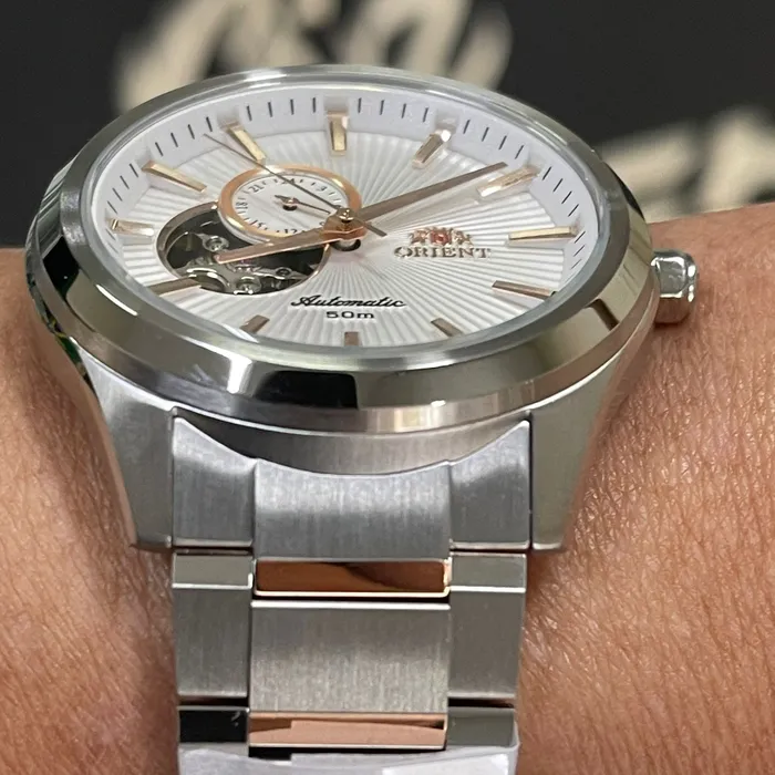 Orient Classico Automático Misto Open heart NH3MM001 Branco