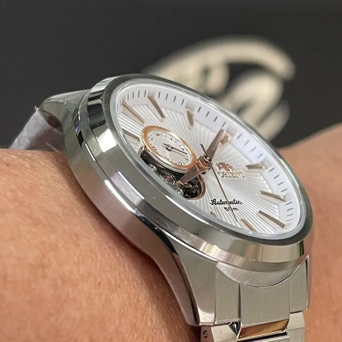 Orient Classico Automático Misto Open heart NH3MM001 Branco