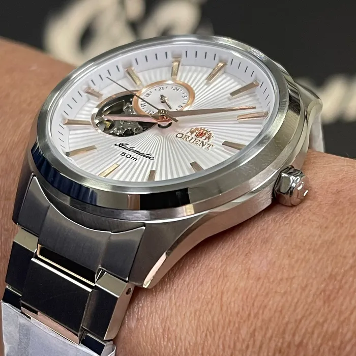Orient Classico Automático Misto Open heart NH3MM001 Branco