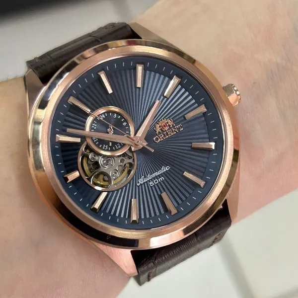 Orient Classico Automático Rose gold Open heart NH3RC001 Azul