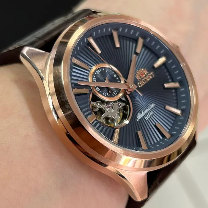 Orient Classico Automático Rose gold Open heart NH3RC001 Azul