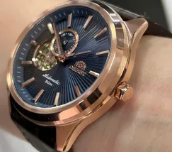 Orient Classico Automático Rose gold Open heart NH3RC001 Azul - imagem 3