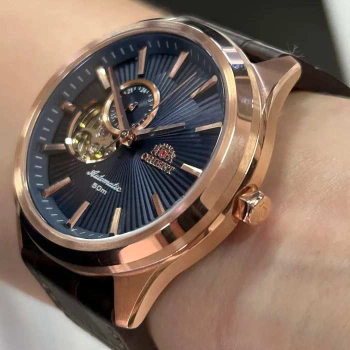 Orient Classico Automático Rose gold Open heart NH3RC001 Azul