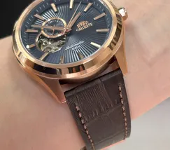 Orient Classico Automático Rose gold Open heart NH3RC001 Azul - imagem 5