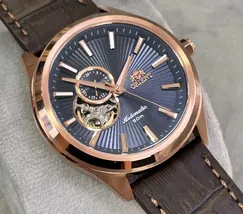 Orient Classico Automático Rose gold Open heart NH3RC001 Azul - imagem 6