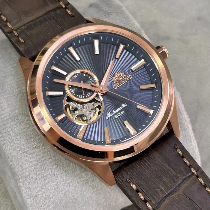 Orient Classico Automático Rose gold Open heart NH3RC001 Azul