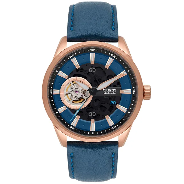Orient Classico Automático Rose gold Esqueleto NH7RC002 Azul