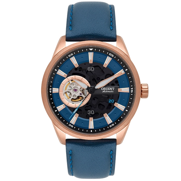 Orient Classico Automático Rose gold Esqueleto NH7RC002 Azul
