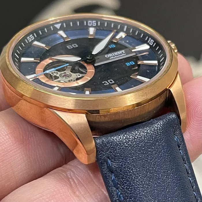 Orient Classico Automático Rose gold Esqueleto NH7RC002 Azul