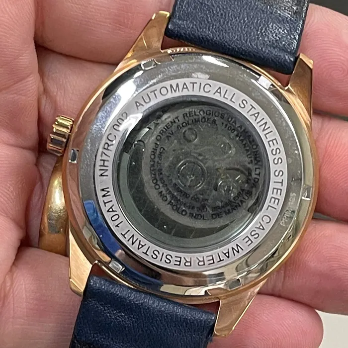 Orient Classico Automático Rose gold Esqueleto NH7RC002 Azul