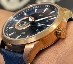 Orient Classico Automático Rose gold Esqueleto NH7RC002 Azul - imagem 3