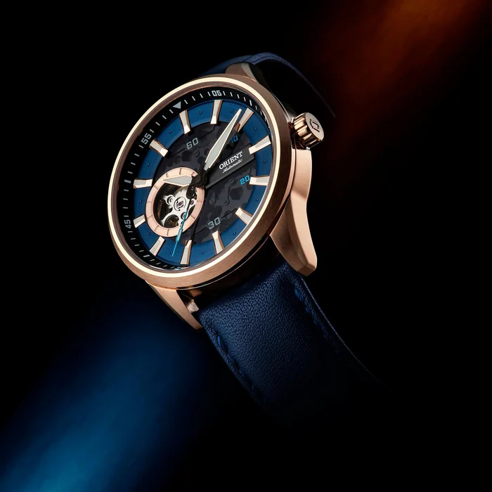 Orient Classico Automático Rose gold Esqueleto NH7RC002 Azul