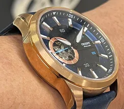 Orient Classico Automático Rose gold Esqueleto NH7RC002 Azul - imagem 4