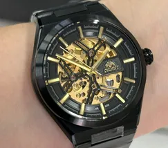 Orient Classico Automático Esqueleto IP Black NH7YY007 Dourado - imagem 1