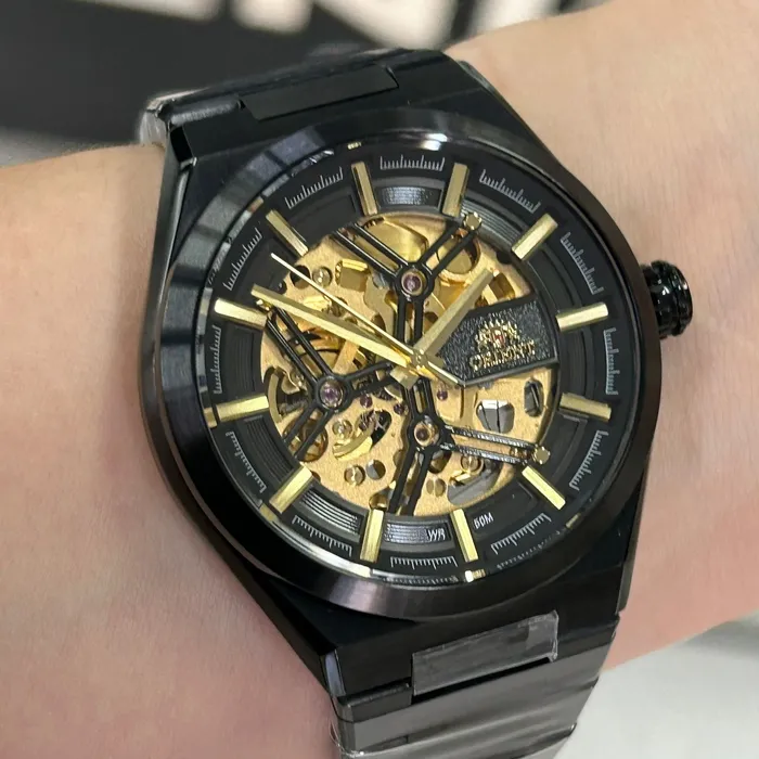 Orient Classico Automático Esqueleto IP Black NH7YY007 Dourado