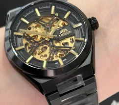 Orient Classico Automático Esqueleto IP Black NH7YY007 Dourado - imagem 5