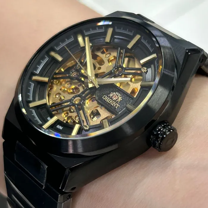 Orient Classico Automático Esqueleto IP Black NH7YY007 Dourado