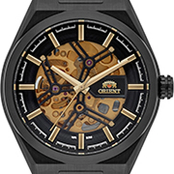 Orient Classico Automático Esqueleto IP Black NH7YY007 Dourado
